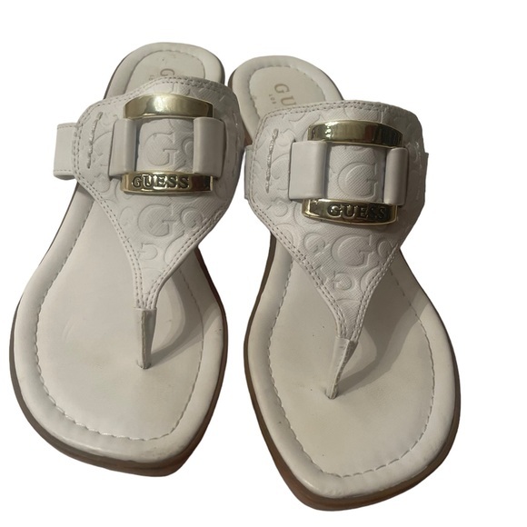 Guess Womens White Thong Wedge sandals Size 8M - Picture 1 of 5